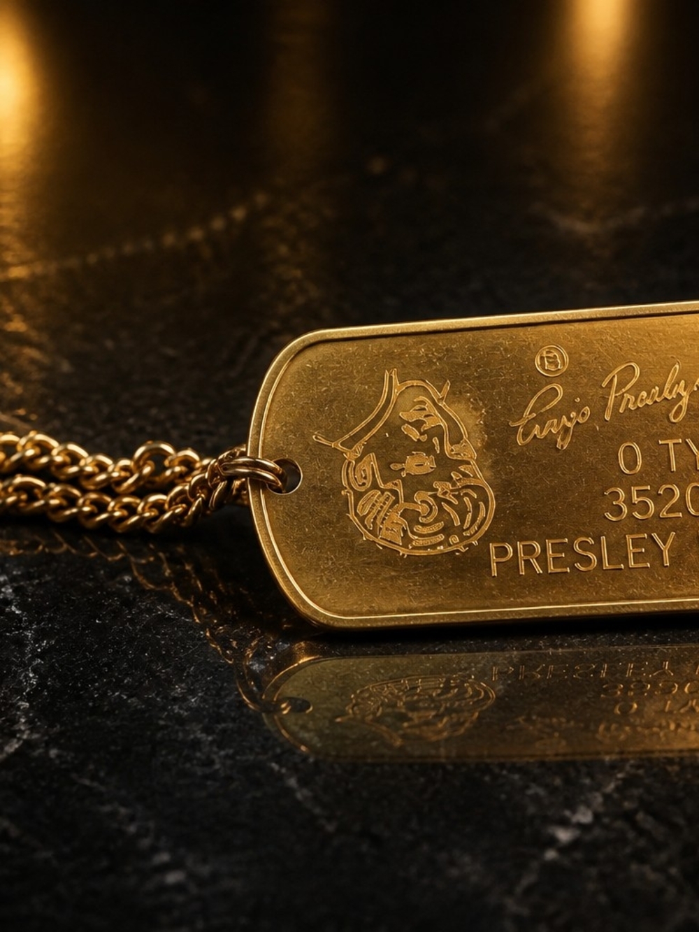 Esley Gold Engraved Dog Tag Pendant Necklace